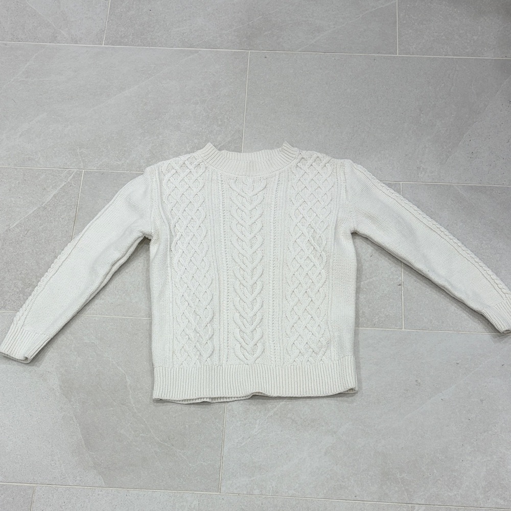 Crewcuts Ivory Cable Knit Crewneck Sweater